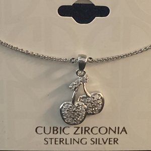 GIANI BERNINI CUBIC ZIRCONIA STERLING SILVER CHERRIES NECKLACE.